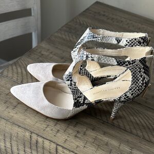 Marc Fisher Snakeskin and Cream Pointed Heels